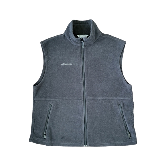 Columbia Men's Size XL Full Zip Sleeveless Fleece Vest Soft Black/Dark Gray - Picture 1 of 7